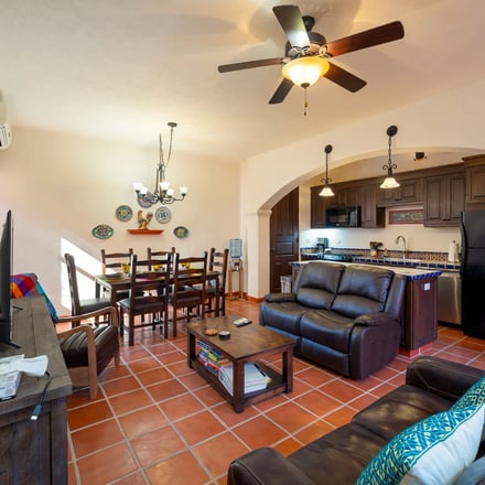 Casa de Sonrisas living room with kitchen